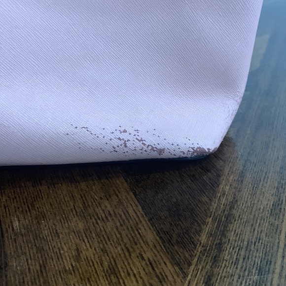 Neutral Pink Kate Spade zipper handbag purse tote shoulder bag damage stains - Picture 6 of 13